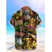 Men's Cartoon Doodle Hawaiian Print Short Sleeve Shirt