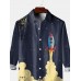 Men's Space Rocket Hawaiian Short Sleeve Shirt